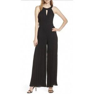 Harlyn Pleated Wide Leg Jumpsuit Small S Black Sleeveless